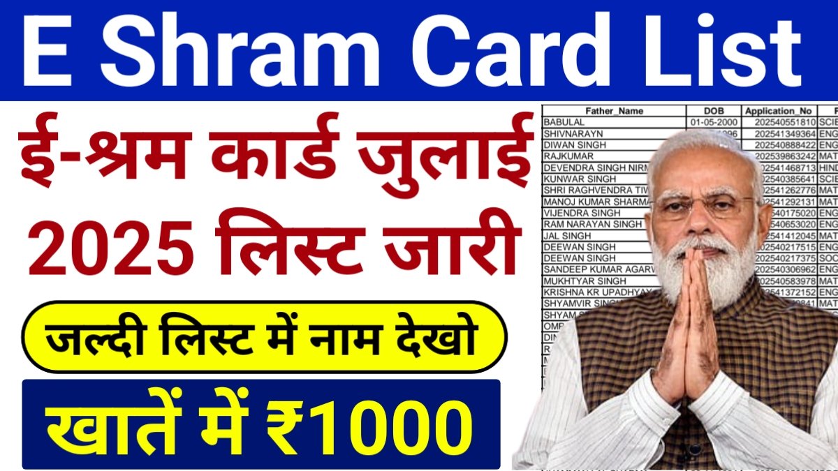 E Shram Card July 2025 List